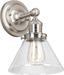 Satin Nickel 8.5" Direct Wired Wall Light with Seedy Glass Shade