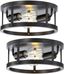 Matte Black Farmhouse Flush Mount Ceiling Light Set