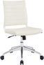 White Vinyl Armless Swivel Task Chair with Metal Base