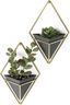 Small Black and Brass Geometric Hanging Planter Set