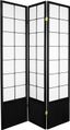 Black 3-Panel Shoji Screen with Spruce Frame