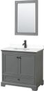 Deborah 36" Dark Gray Vanity with White Marble Top and Mirror