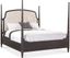 Rustic Beige King Upholstered Poster Bed with Wood Frame