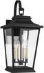 Textured Black 4-Light Lantern Sconce with Clear Panels