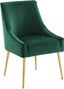 Cascade Green Velvet Upholstered Side Chair with Brushed Gold Legs