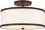 Bronze 2-Light Drum Ceiling Mount with Off-White Fabric Shade