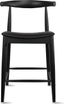 Set of 2 Black Wood Counter Stools with Faux Leather Seats