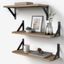 Natural Wood Floating Wall Shelf Set with Black Metal Brackets