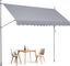 Gray Retractable Patio Awning with Manual Crank Handle