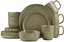 Olive Ceramic 16-Piece Dinnerware Set with Reactive Glaze