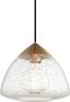 Aged Brass Crackle Glass Indoor/Outdoor Pendant Light