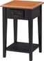 Medium Oak and Slate Black Square Side Table with Drawer