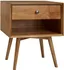 Mid-Century Caramel Solid Pine Nightstand with Antique Metal Hardware