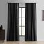 Deep Black Velvet Polyester Blackout Drape Panel