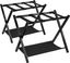 Black Steel Folding Luggage Rack with Storage Shelf, Set of 2