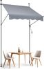 Gray Retractable Patio Awning with Manual Crank, 59" x 47"