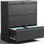 Black Steel 3-Drawer Lockable Lateral Filing Cabinet