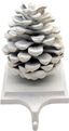 White Cast Iron Pinecone Stocking Holder for Mantels