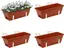 Red and White 17 Inch Plastic Railing Planter Boxes, Set of 4