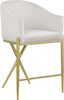 Elegant Beige Velvet & Gold Metal Counter Stool