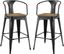 Black Metal and Wood Bistro Bar Stools, Set of 2