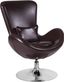 High Back Brown LeatherSoft Swivel Lounge Chair with Chrome Base