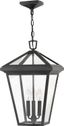 Museum Black 3-Light Outdoor Hanging Lantern with Clear Glass