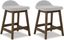 Light Gray and Brown Wood Counter Height Bar Stools, Set of 2