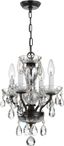 English Bronze Mini Chandelier with Clear Italian Crystals