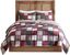 Red and Grey Cotton Plaid Reversible Full Quilt Set