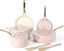 Pink and Gold Nonstick Enamel Aluminum Cookware Set, 10-Piece