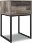 Beige and Black Transitional 1-Drawer Nightstand with Metal Legs