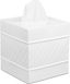 White Wave Embossed Metal Square Tissue Box Cover