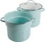 Martha Blue 8-Quart Enamel Steel Stock Pot with Steamer Insert