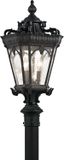 Traditional Black Aluminum Outdoor Post Lantern with Clear Seeded Glass