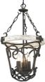 Antique Black Iron 3-Light Pendant with Glass