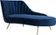 Elegant Navy Velvet Chaise Lounger with Gold Steel Legs