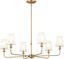 Brushed Natural Brass 6-Light Chandelier with Linen Shades