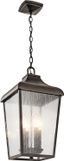 Forestdale Black Lantern Outdoor Pendant with Seeded Glass