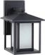 Black Aluminum Outdoor Wall Lantern with Etched Seeded Glass