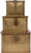 Gold Stackable Metal Cube Lidded Storage Boxes Set