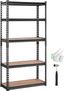 Black 5-Tier Adjustable Heavy Duty Metal Storage Shelving Unit