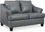 Gray Faux Leather and Steel Flared Arm Loveseat