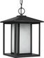 Hunnington Black LED Outdoor Pendant with Clear Seeded Glass