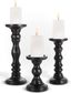 Black Wooden Tabletop Candlestick Set of 3