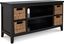 Black Transitional TV Stand with Baskets and Shelves