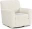 Ivory Polyester Swivel Glider Accent Chair