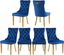 Deep Blue Velvet Upholstered Dining Chairs with Gold Legs, Set of 6