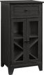 Graphite Glass-Door Bar Cabinet with Drawer and Shelving