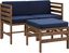 Sanibel Acacia Wood Outdoor Arm Chairs and Ottoman Set - Dark Brown/Navy